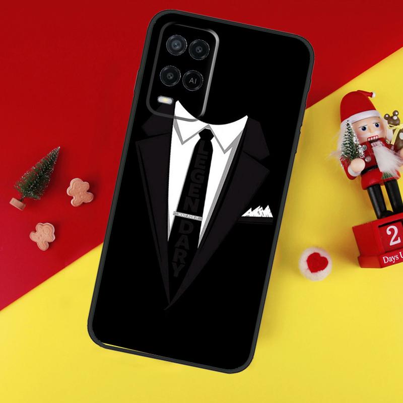 Suit and Tie Case For Oppo A80 A60 A40 A15 A16 A17 A57 A94 A74 A54 A76 A96 A18 A38 A58 A78 A98 A6 A5 Pro