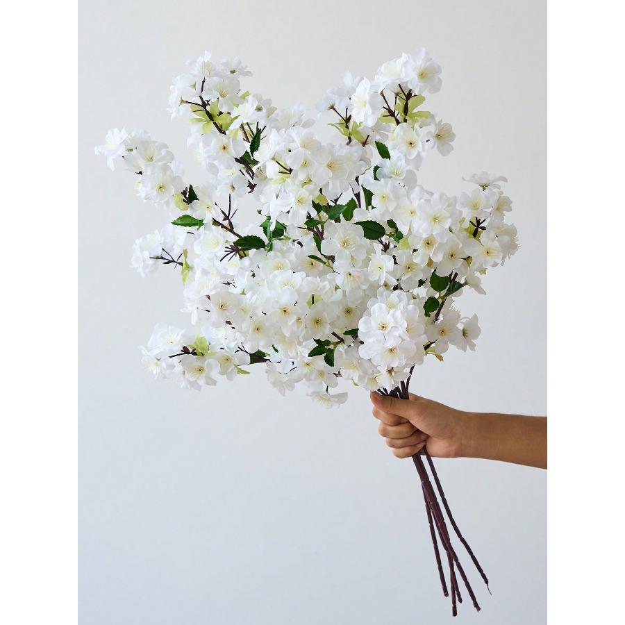 

27,6 Искусственные ветки цветущей вишни Белые искусственные цветы вишни Персиковые ветки Шелковистые высокие стебли для украшения дома, гостиной, столовой 1PC белый