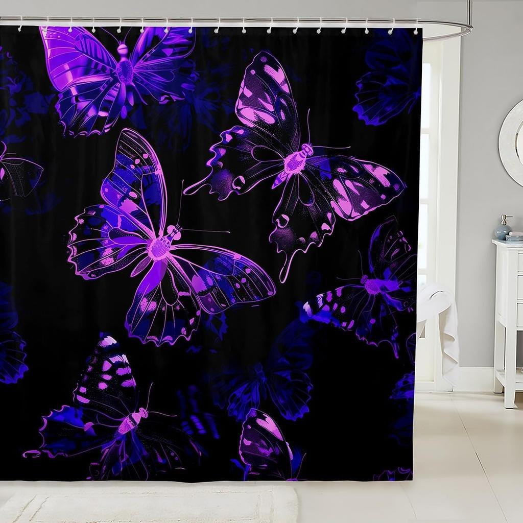 Cartoon Sheep Bath Curtain Cute Farm Animal Shower for Kids Boys Girls,Pink White Flower Floral Bathroom Curtain Botanical