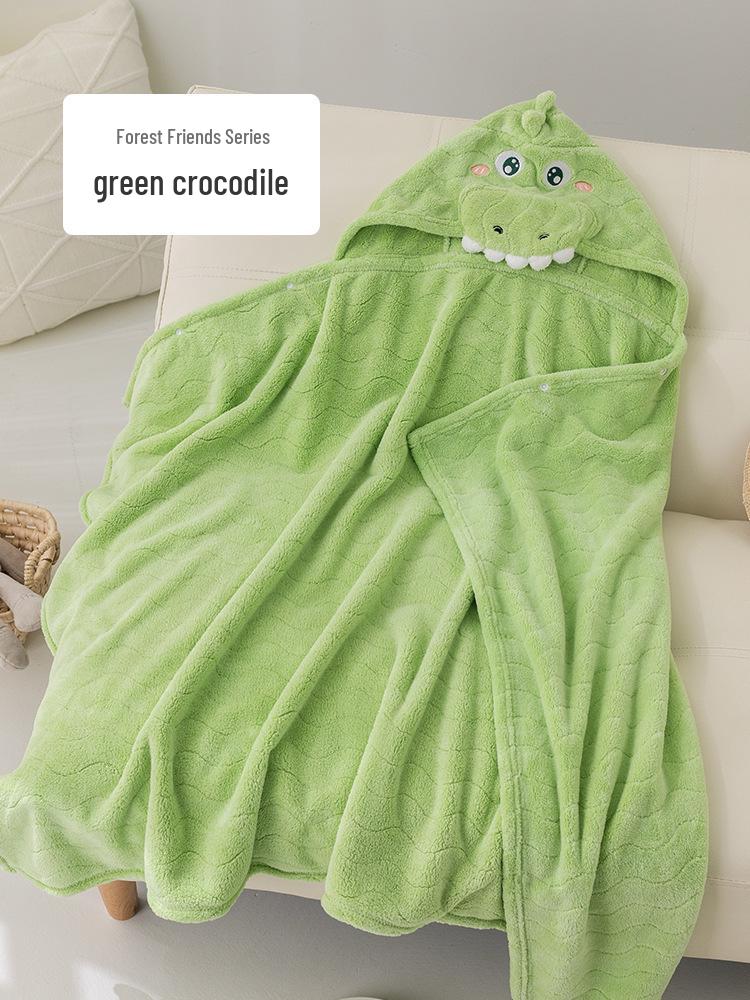 Hooded Coral Fleece Baby Bath Towel Cape - Quick-Dry, Absorbent Swimwear for Children