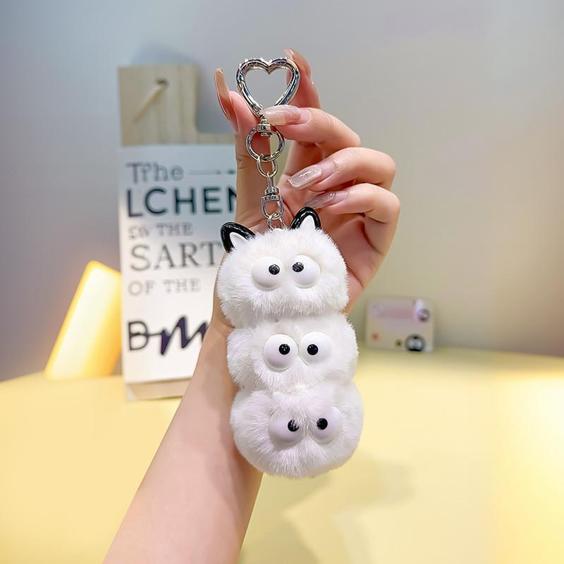 And Soft Huggable Plush Coal Ball Keychain Adorable Hanging Charm For Bags