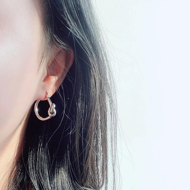 foxanry Stud Earrings for Women Vintage Weaving Knotted Geometric Thai Silver Birthday Party Jewelry Gifts