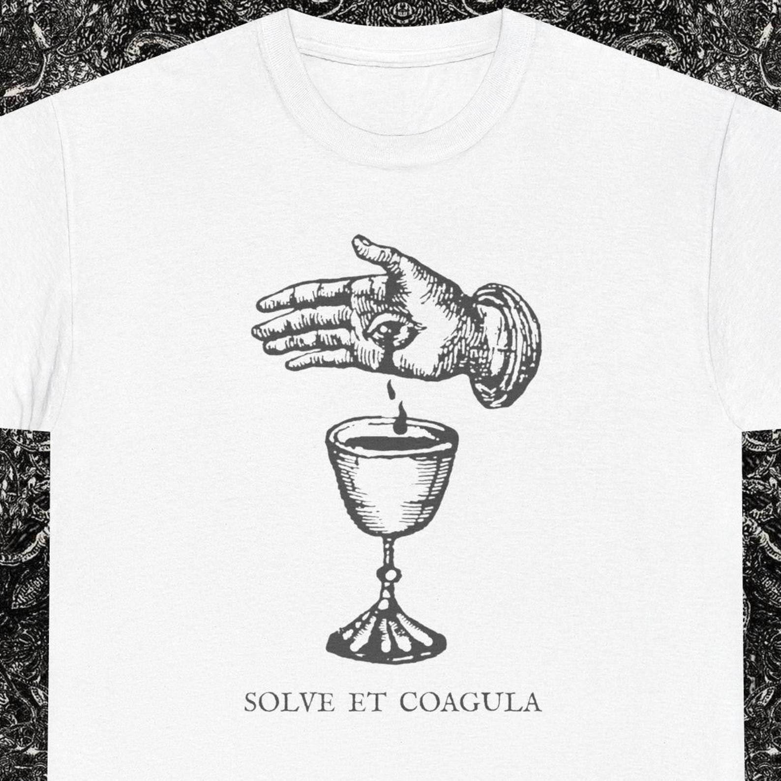Solve et Coagula Shirt | Alchemy Hand on Chalice Ritual Tee | Occult Magick Unisex Goth Top | Dark Design 3XL