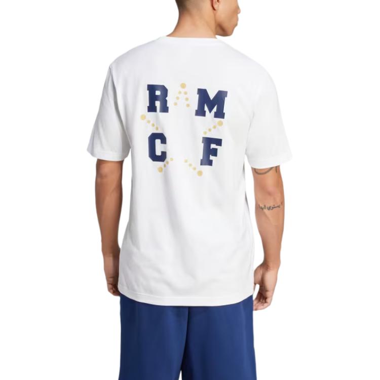 adidas Originale Vrct FW24 Real Madrid Rundhalsstrick Bequemes Kurzarm-T-Shirt Herren Tops Weiß JL6116