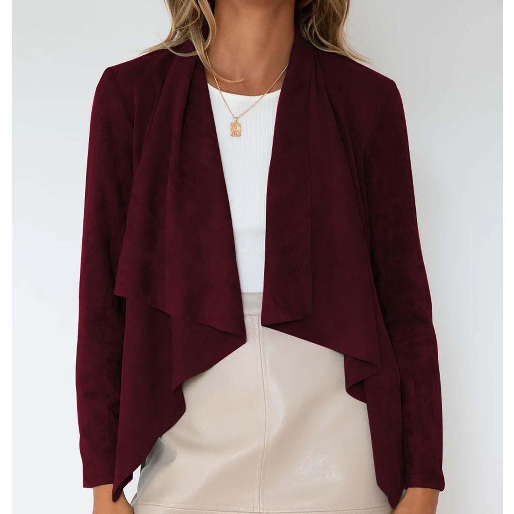 Women's Casual Solid Color Imitation Deer Long Sleeved Jacket, Fashionable Loose Jacket