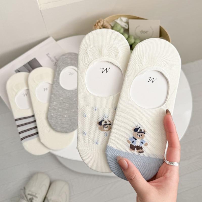 Sock Little Bear Invisible Socks with Slanting Mouth Boat Style Cute and Adorable Anti-Slip Women's Socks