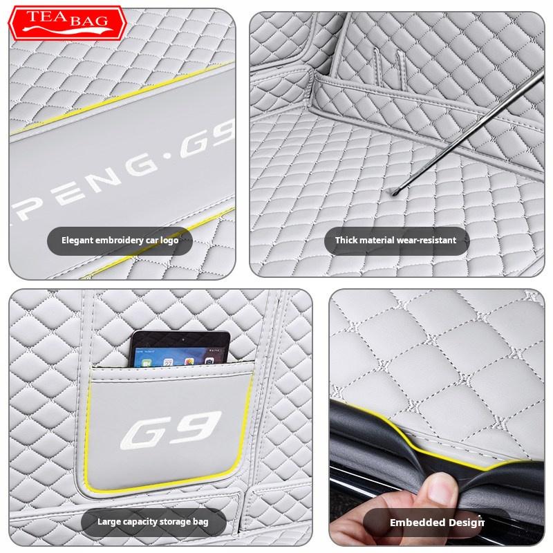 For XPENG G9 2025 2026 Car Styling Fully Enclosed Trunk Pad Leather Trunk Mat Backrest Pad Auto Modification Premium Accessories