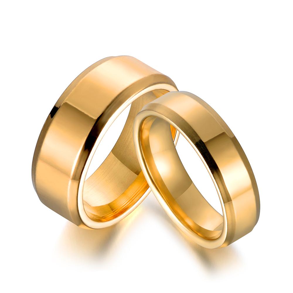 JeeMango Fashion Stainless Steel Glossy Rings For Women Men Simple Couple Titanium Steel Wedding Ring Jewelry Anneau JR18114