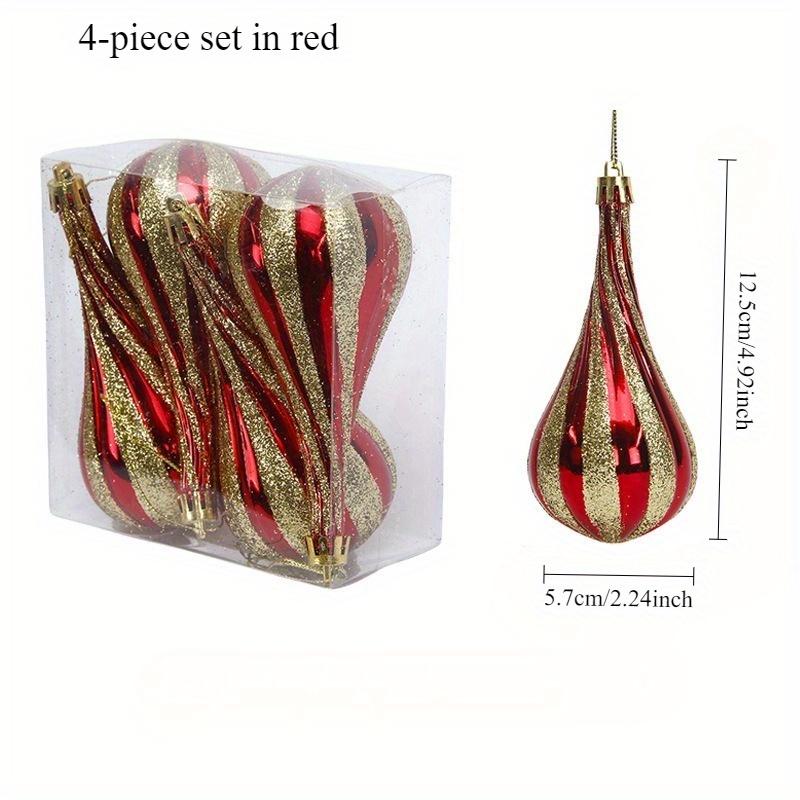 

Набор из 4 рождественских украшений, расписные шары-капли для украшения елки 4 Pack