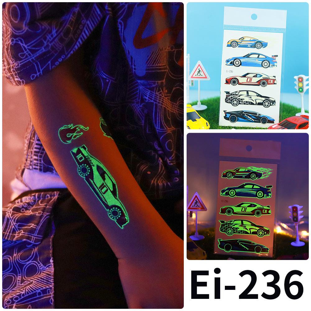 Rekalong Luminous Waterproof Racing Car Tattoo Stickers for Night Parties