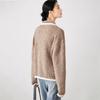 Turn Down Collar Contrast Sweater Jacket Pocket Knitted Zip-Up Cardigan
