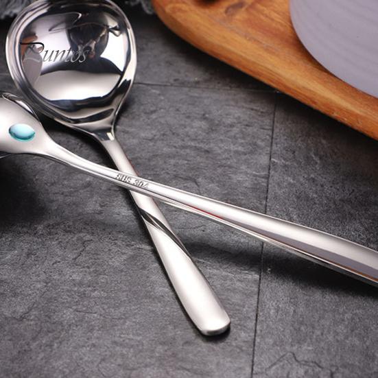 2ks Nerezová sada naběračky na polévku Zahuštěná dlouhá rukojeť Lžíce s kulatým okrajem Lžíce na omáčky vhodné do myčky