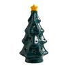 Lighted Ceramic Christmas Tree Small Xmas Tree Figurine with Fruit Tree Topper Holiday Tabletop Centerpiece for Home Mantel Shelf Fireplace Decor