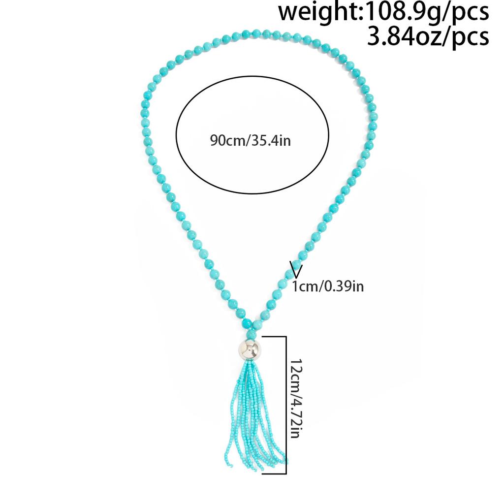 Acrylic Bead Chain Necklace for Women Vintage Tassel Sweater Chain Jewelry Accessory