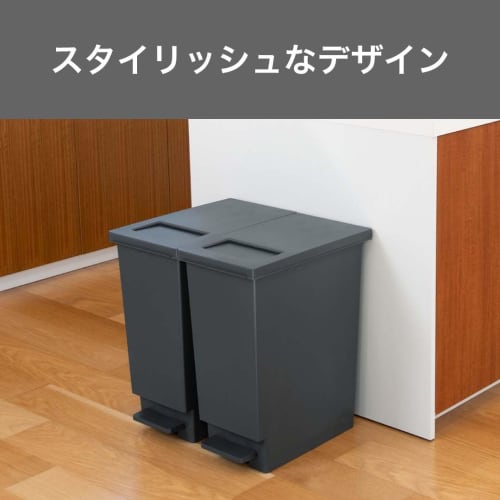 Shinki Gosei Tombo Swish Trash Can, 45 Liters, Push-Pedal Operated, Lid-Free Disposal, Charcoal Black, 26.5cm Wide x 45.5cm Deep x 55.5cm High, Made i