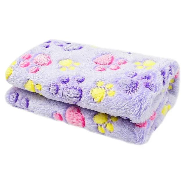 Lovely Pet Small Large Warm Paw Print Dog Puppy Cat Fleece Soft Blanket Beds Mat for Small Medium Large Dogs Mat