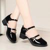 Women's Single Shoes with A Buckle and Medium Heels Summer Small Leather Shoes with Thick Heels Gentle Style Closed Toe Sandals
