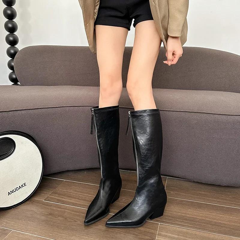 Winter New Elegant Casual Women Pointed Toe Outdoor Elastic Boots Comfortable Walking Fashion Knight Boots Shoes for Women