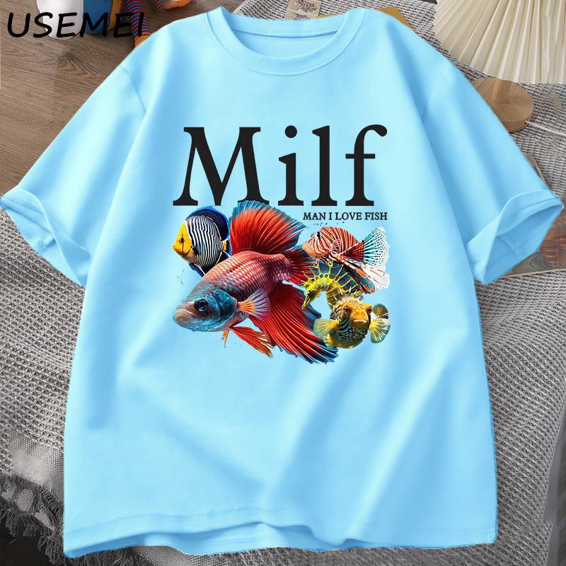 

Unisex I Love Fish MILF TShirt Funny Fish Lover TShirt Unisex FisherUnisex Cotton Unisexs TShirt Harajuku Street Top Fitness Streetwear L