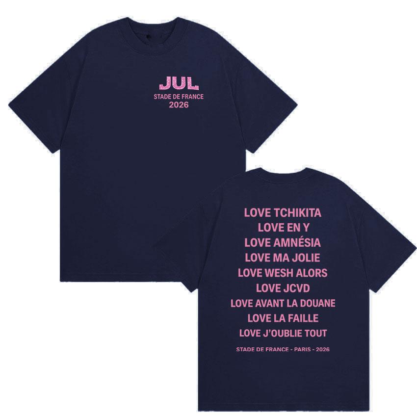Jul Stade De France Tour 2026 Double Sided Print T Shirts Unisex Unisex Clothing Fashion Oversized TShirt High Quality Cotton Tees