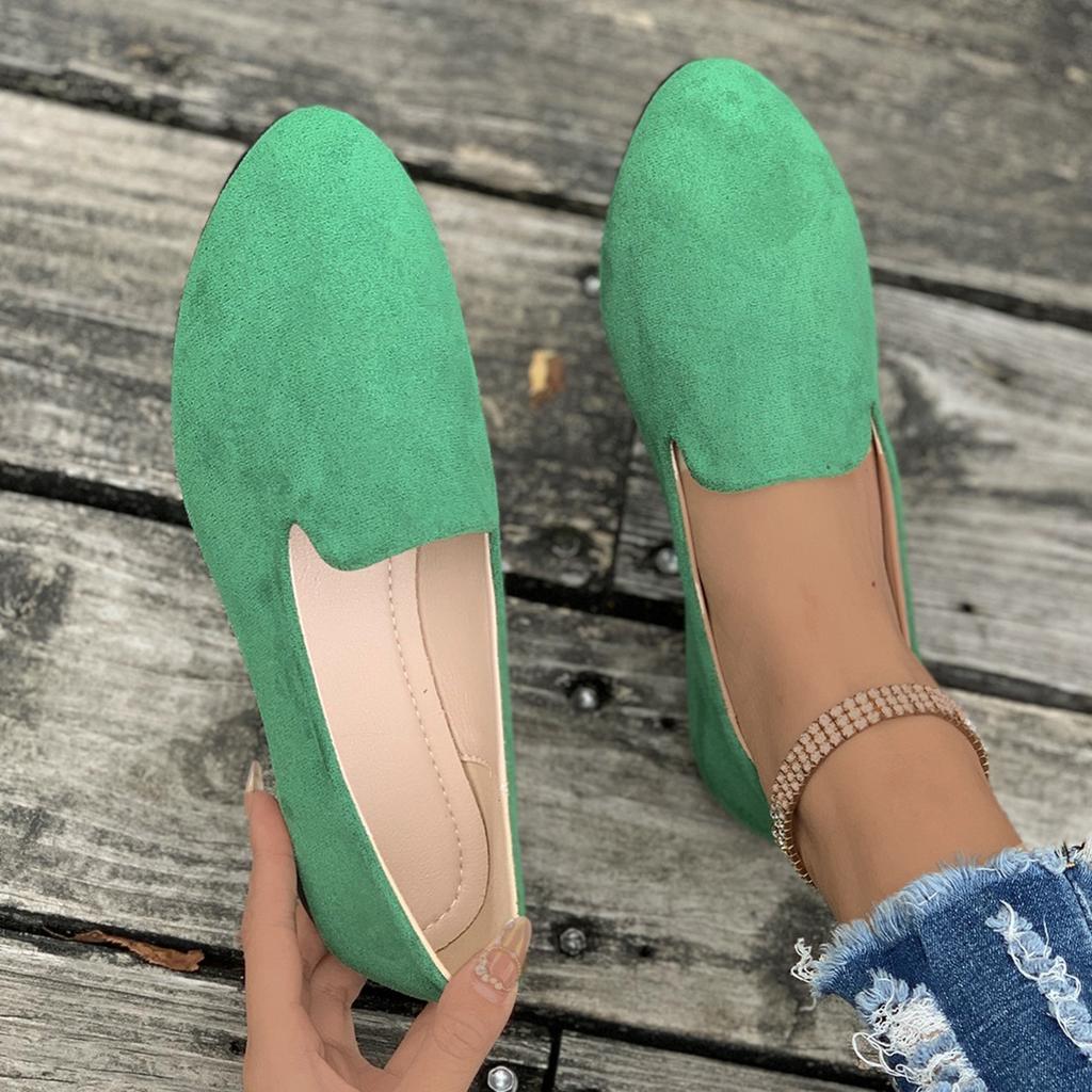 Women's Casual Flat Shoes – Korean Style Spring/Autumn New Shallow Opening Round Toe Suede Flat Large-Size Footwear