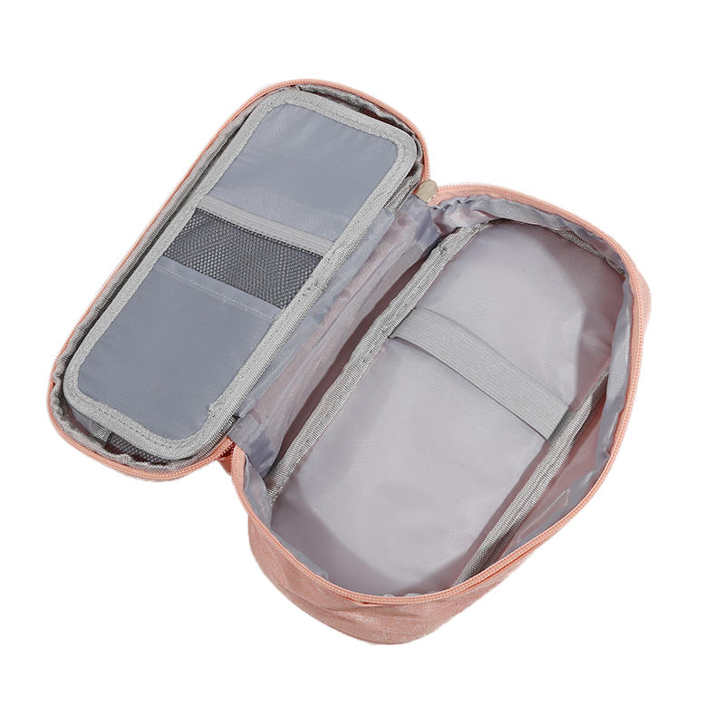 Handheld Double-layer Pencil Case Oxford Cloth Solid Color Student Case Pencil with Pen Clip Compartment Storage Bag School Stationery