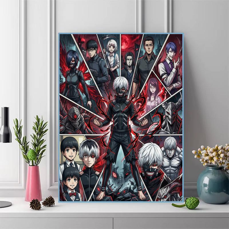 Tokyo Ghoul Character Collage Set Pattern 3pcs 100% Round Full Drill 5D DIY Diamond Painting Embroidery Cross Stitch Rhinestone Décor