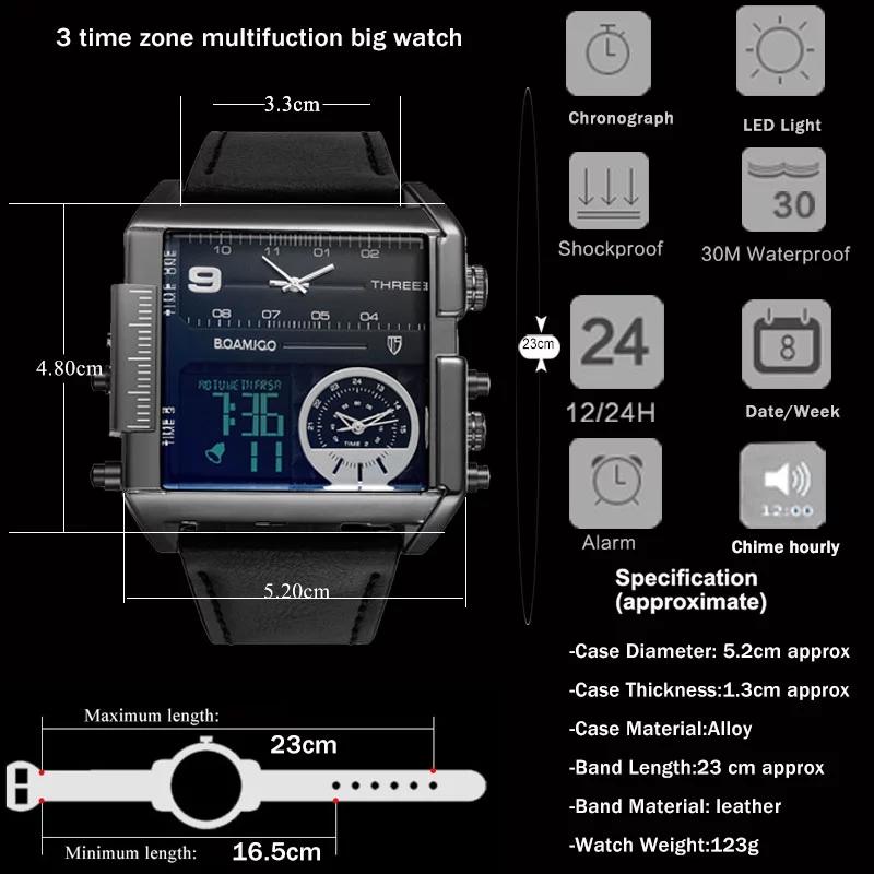 SKMEI F920 New Style China Male Digital Watch Perfect PU Leather Strap 3 Time Zone Waterproof Giant Sports Watch Kit