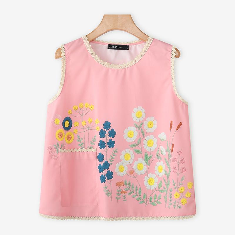 ZANZEA Women Casual Round Neck Summer Sleeveless Print Vest Tops