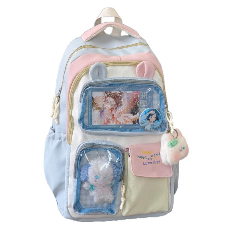 School Bag High Value Ins Junior High School Backpack Cute Contrasting Color Splicing Large Capacity