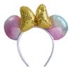 Sequin Mouse Ears Headband with Bow Snowflake Glitter Hair Hoop Cute Party Hair Accessory for Kids Women