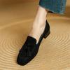 Fashion New Spring Sheep Suede Woman Shoes Square Toe Women Pumps Shoes for Women Low Heel Loafers Fashion Tassel Chunky Casual Shoes