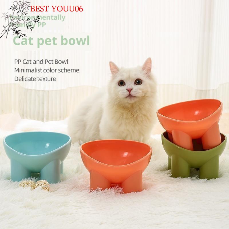 (YOUU06)Elevated Cat Bowl With Stand Durable Plastic Pet Food Water Dish Sleek Modern Neck-Friendly Feeding For Cat Dog