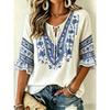 Damen Weiße Geblümte & Paisley Print Krawattenhals Bluse, Lässige Lockere Tops für Frühling Sommer Tägliches Tragen & Urlaubsanlässe