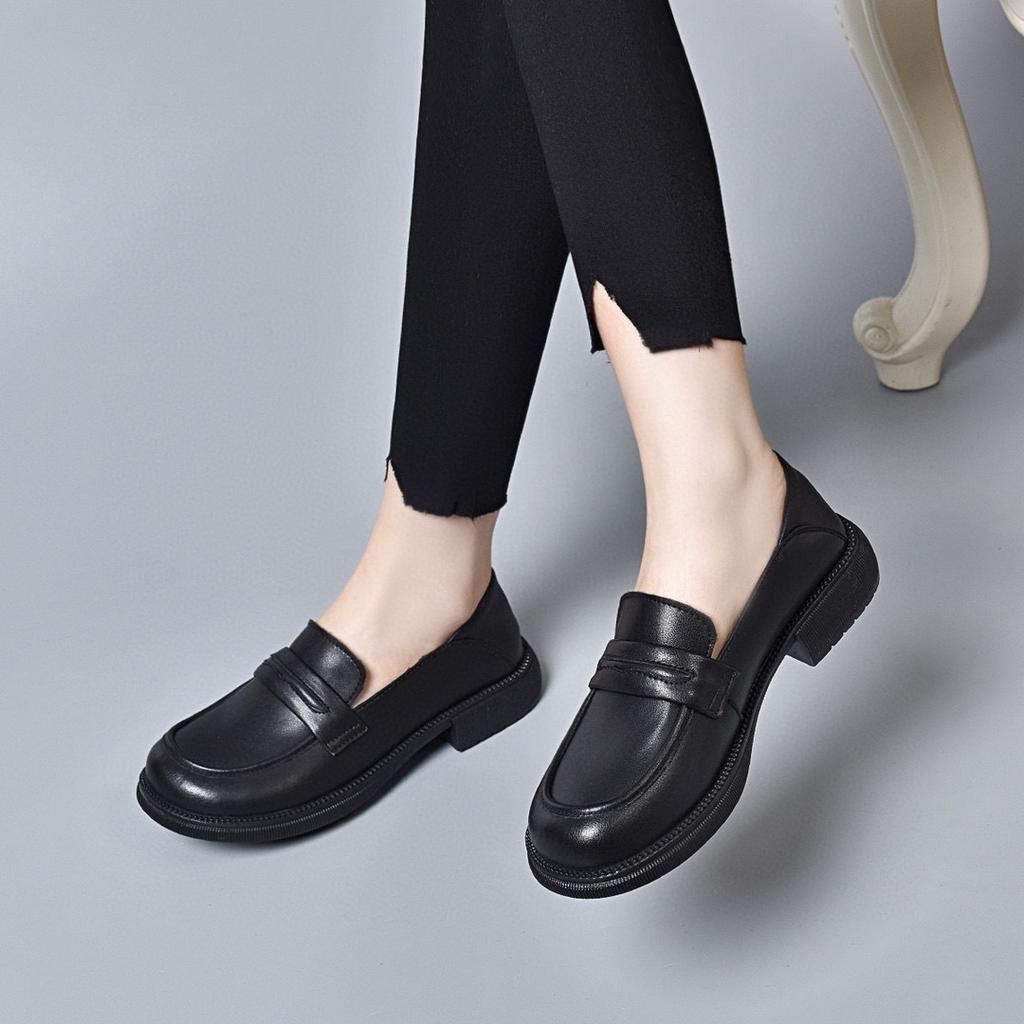 Flat bottom women's spring new basic foot cover shallow mouth single shoes four seasons shoes college style small leather shoes