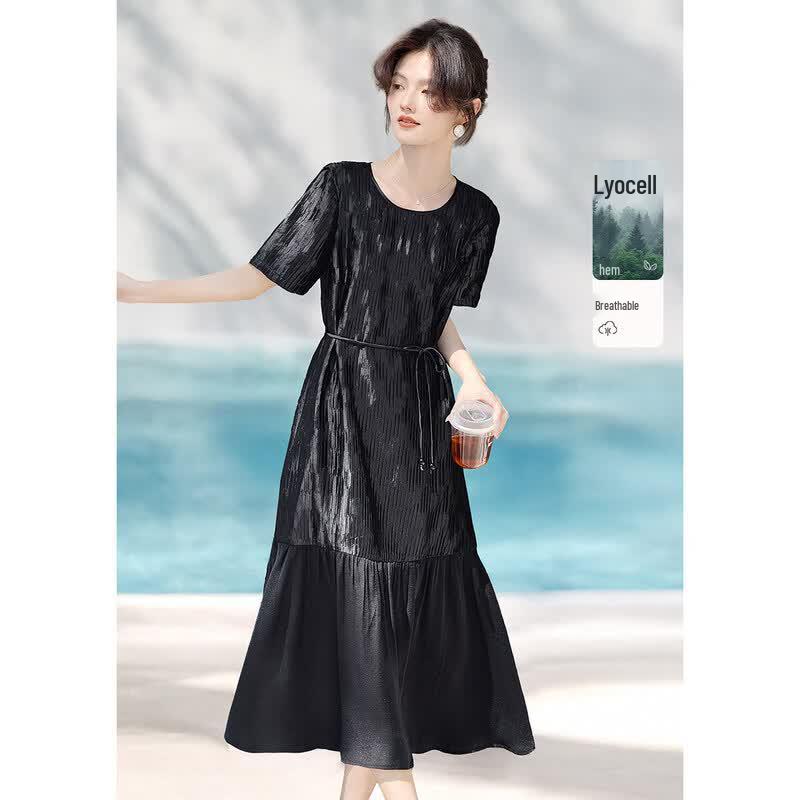 XWI Lyocell Textured A-Line Midi Dress M