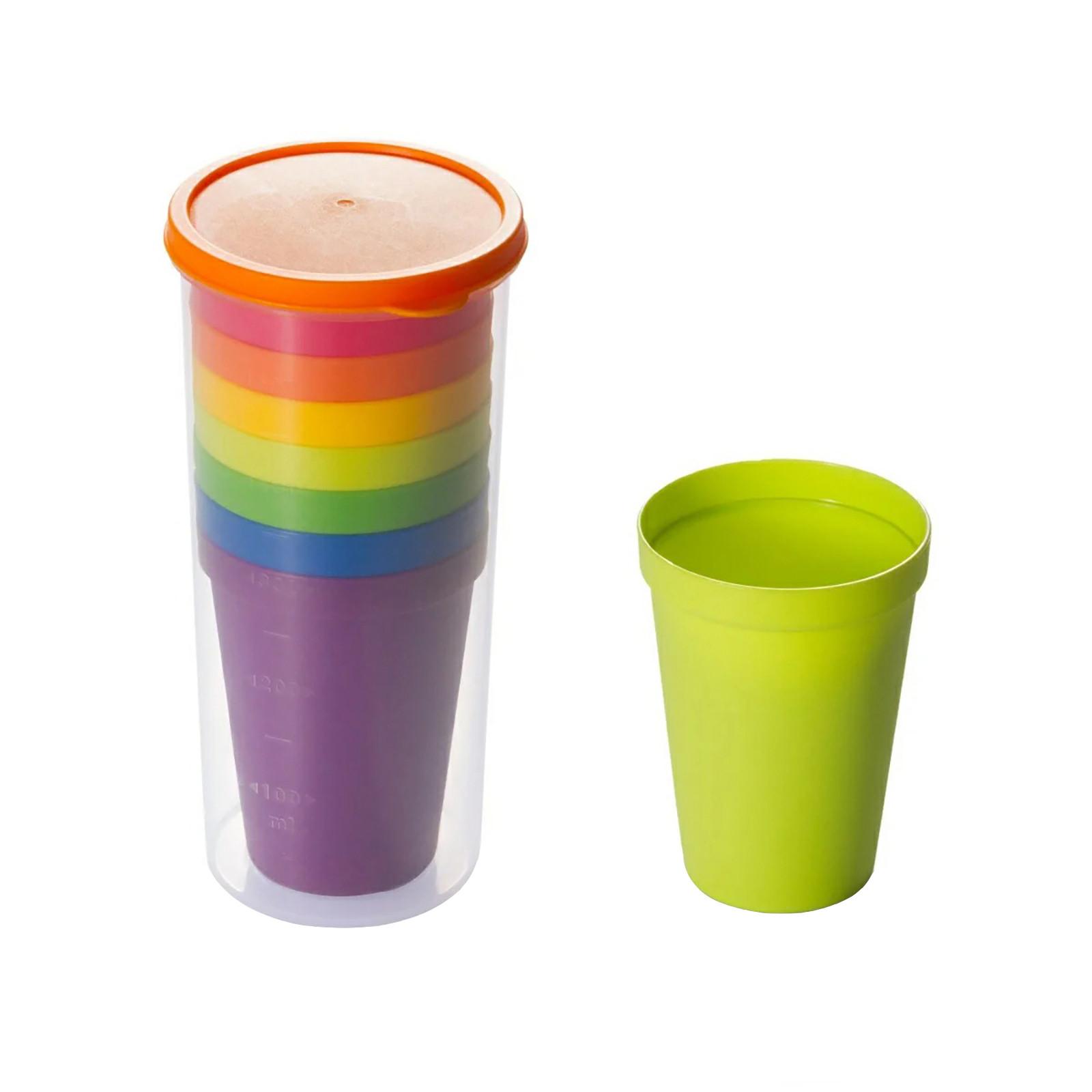 

Стаканы для сока объемом 6 унций, складывающиеся в стопку, разных цветов | Набор из 8 детских стаканов для питья от Happon | Многоразовые, не содержат бисфенол-А, можно мыть в посудомоечной машине One Size