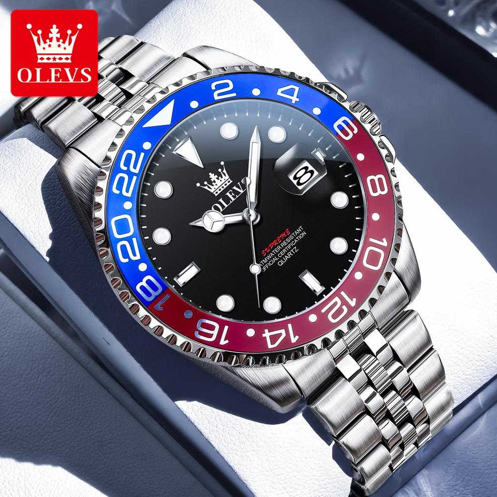 OLEVS Mens Watch Original Calendar Quartz Wristwatch Waterproof Luminous Business Men's Hand Clock Watches For Men