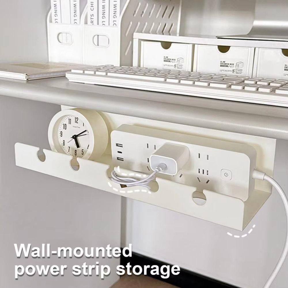 No Drilling Cable Organizer Rack Sturdy Socket Strip Holder  Computer Desk