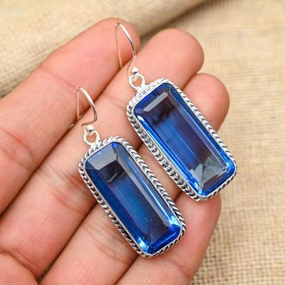 Tanzanite Gemstone 925 Sterling Silver Jewelry Handmade Earrings For Wedding Gift