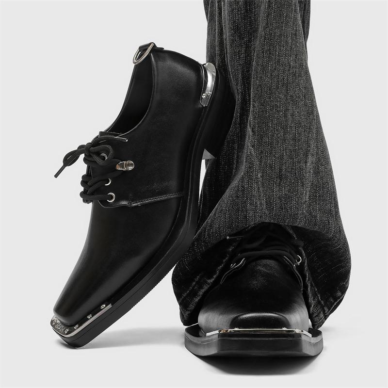 Men's Black Leather Shoes Designer Luxury Style Party or Office Party or Office 38-46 Outdoor Trendy Street Hot Selling Shoes