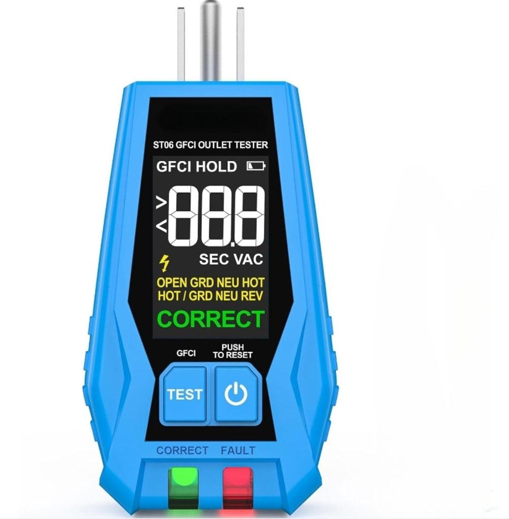 3Wire For GFCI Outlet Tester with LCD Display for 110125V AC Electrical Outlet Tester for Faulty Wiring Detection