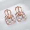 Luxury Full Shiny Natural Zircon Square Drop Earrings For Women Unique  Rose Gold Color Bride Wedding Jewelry Best Gift