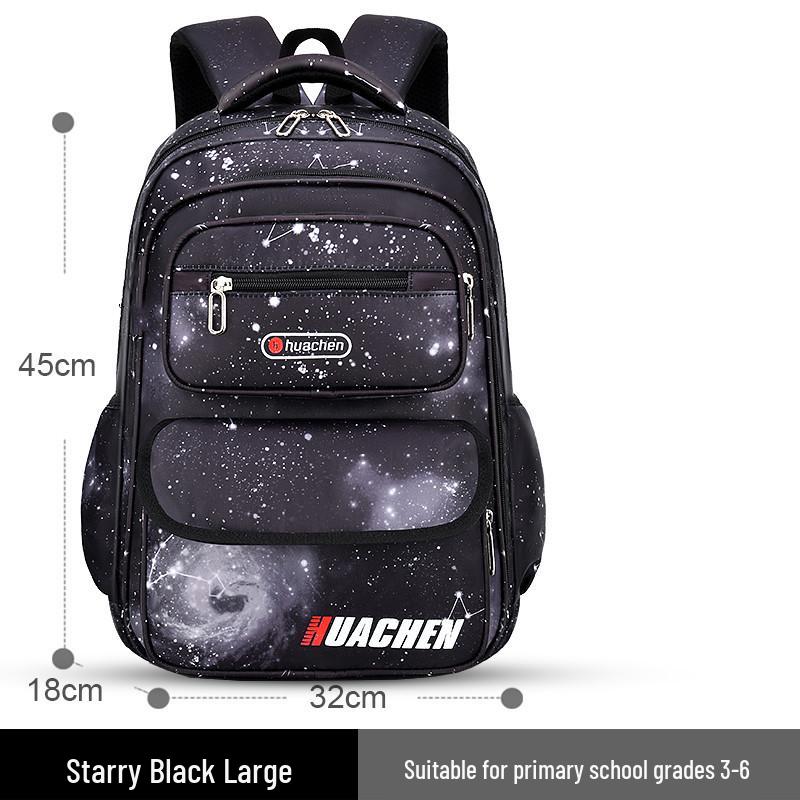 Sternenhimmel Wasserdichter Rucksack mit großem Fassungsvermögen für Jungen Klassen 1-6 mit Rückenschutz