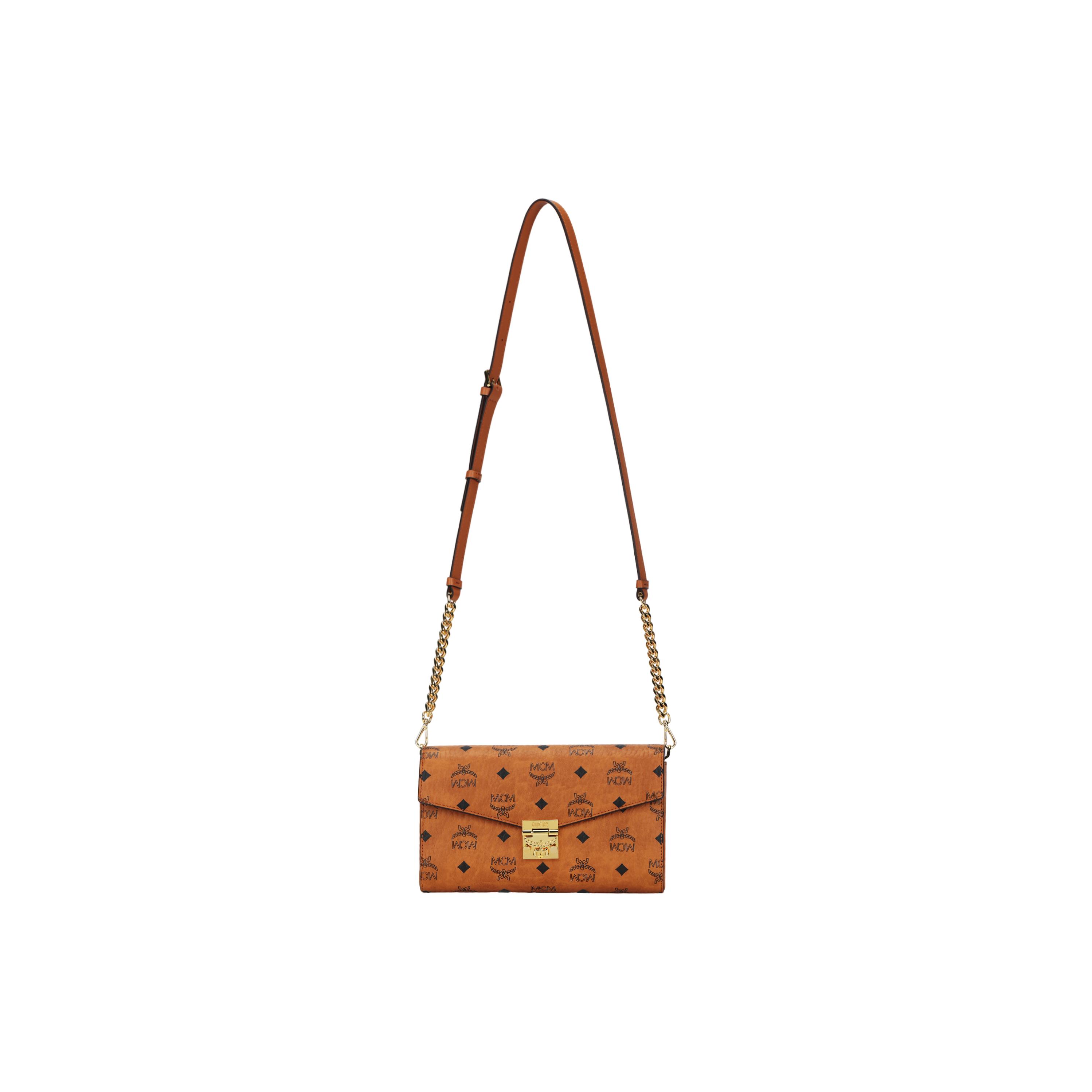 MCM Tracy Monogram Print Flap Crossbody Tas Medium Dames crossbody tas Bruin Cognac MWRAAME01CO001 Basic Set (Bag+Dust Bag)
