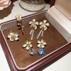 Elegante 3 Stile Weißes Emaille Zirkonia Quaste Blume Lange Hängende Ohrringe für Damen 18K Echtgold Beschichtetes Kupfer