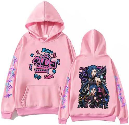 Elegancwclow Anime Arcane-Jinx Hoodie Harajuku Hip Hop Pullo