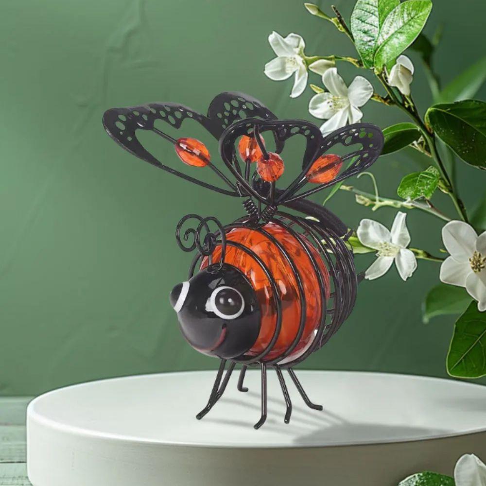 Metal Construction Solar-Powered Hanging Bee Light Solar-Powered Simulation Design Outdoor Statues Figurine Lights LED Lighting