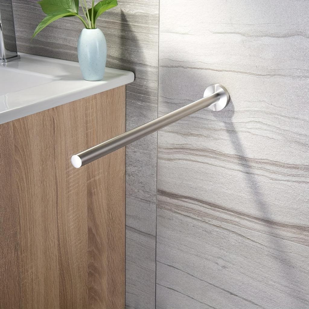 Stainless Steel Towel Bar for Bathroom, Wall-Mounted Towel Rack, 15.75inch Long, Available in Black Brushed End