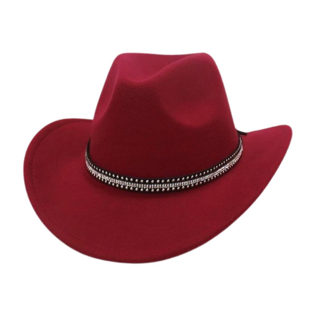 Retro British Style Cowboy Hat Men'S And Women'S Top Hat Versatile Rhinestone Premium Woolen Felt Hat